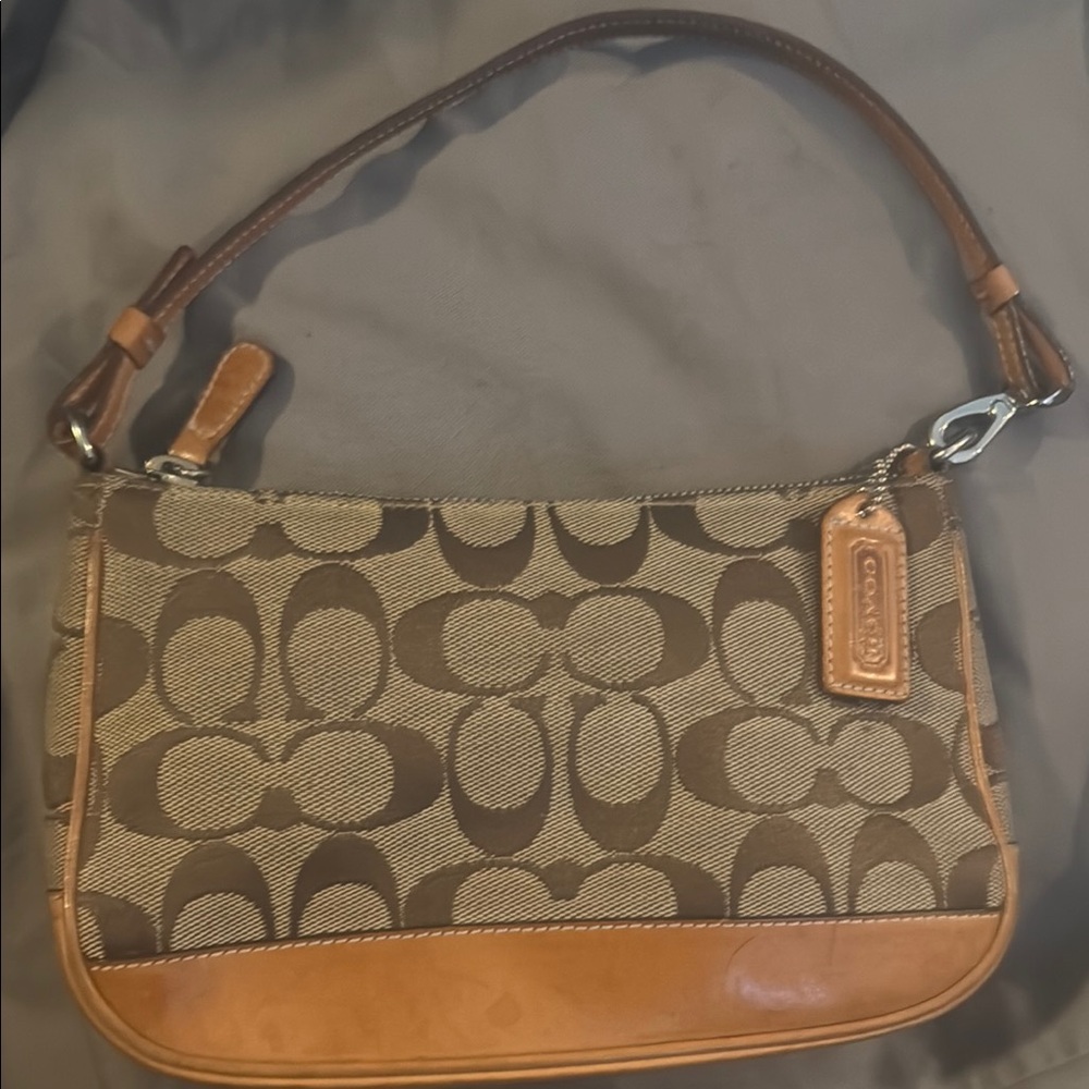 Coach Brown and Tan Signature Bag
